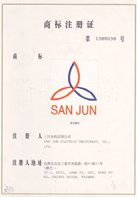 San Ju trademark registration certificate